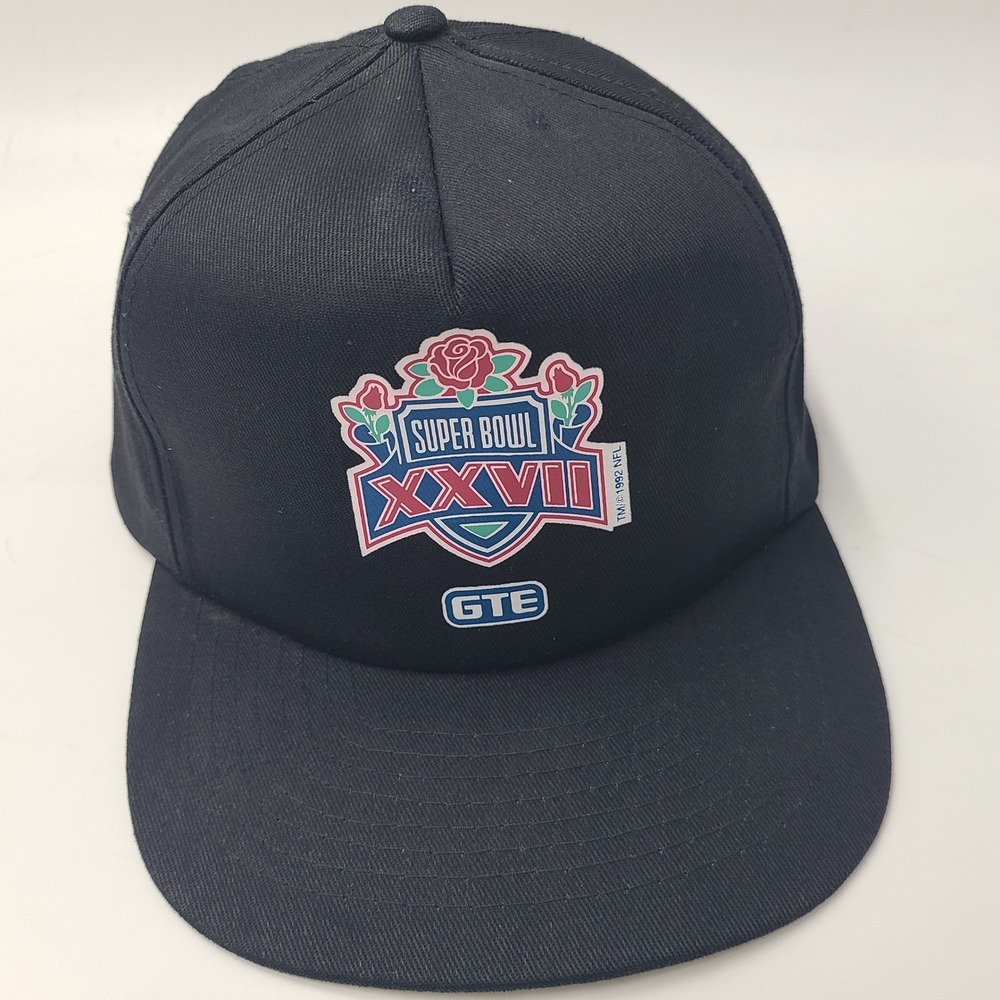 Vintage Super Bowl XXVII Hat Snapback Black 90s NFL Football 1992 GTE Logo Men‎